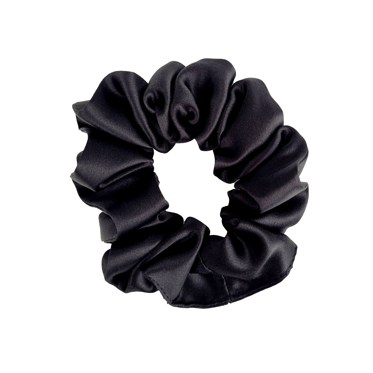 MIDNIGHT BLACK Medium Small Skinny 3 PC Silk SCRUNCHIE PARTY SET
