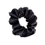 Load image into Gallery viewer, MIDNIGHT BLACK Medium Small Skinny 3 PC Silk SCRUNCHIE PARTY SET
