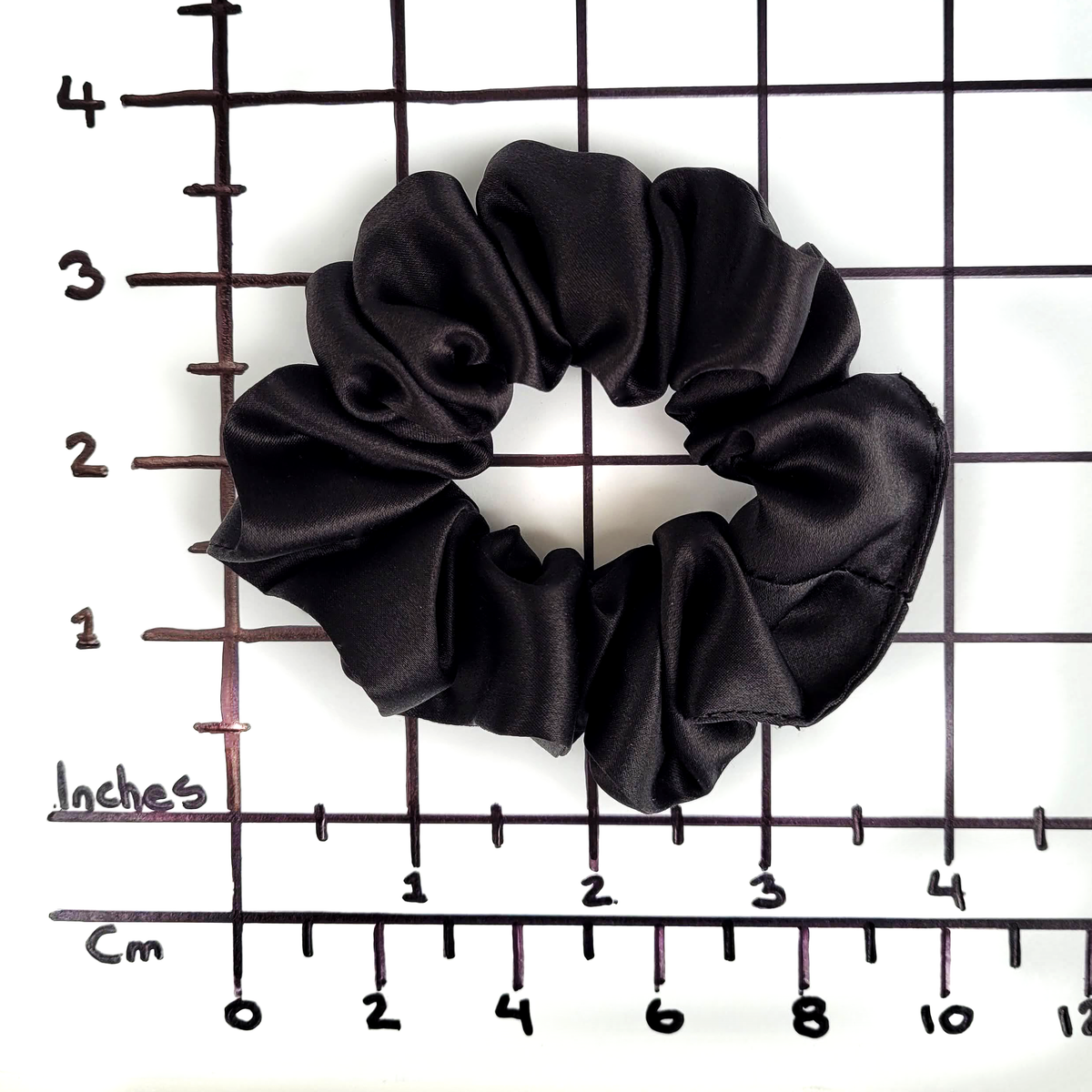 MIDNIGHT BLACK Medium Small Skinny 3 PC Silk SCRUNCHIE PARTY SET