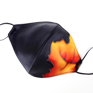 AUTUMN LEAVES Crimson Red Brown PAINTED SILK Design Face Mask