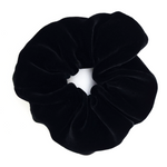 Load image into Gallery viewer, large size black velvet scrunchie hair tie handmade by Lynne Kiel
