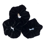 Load image into Gallery viewer, jumbo oversized silk velvet black scrunchie hair accessory handmade by Lynne Kiel
