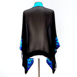 Load image into Gallery viewer, painted silk sheer black shawl
