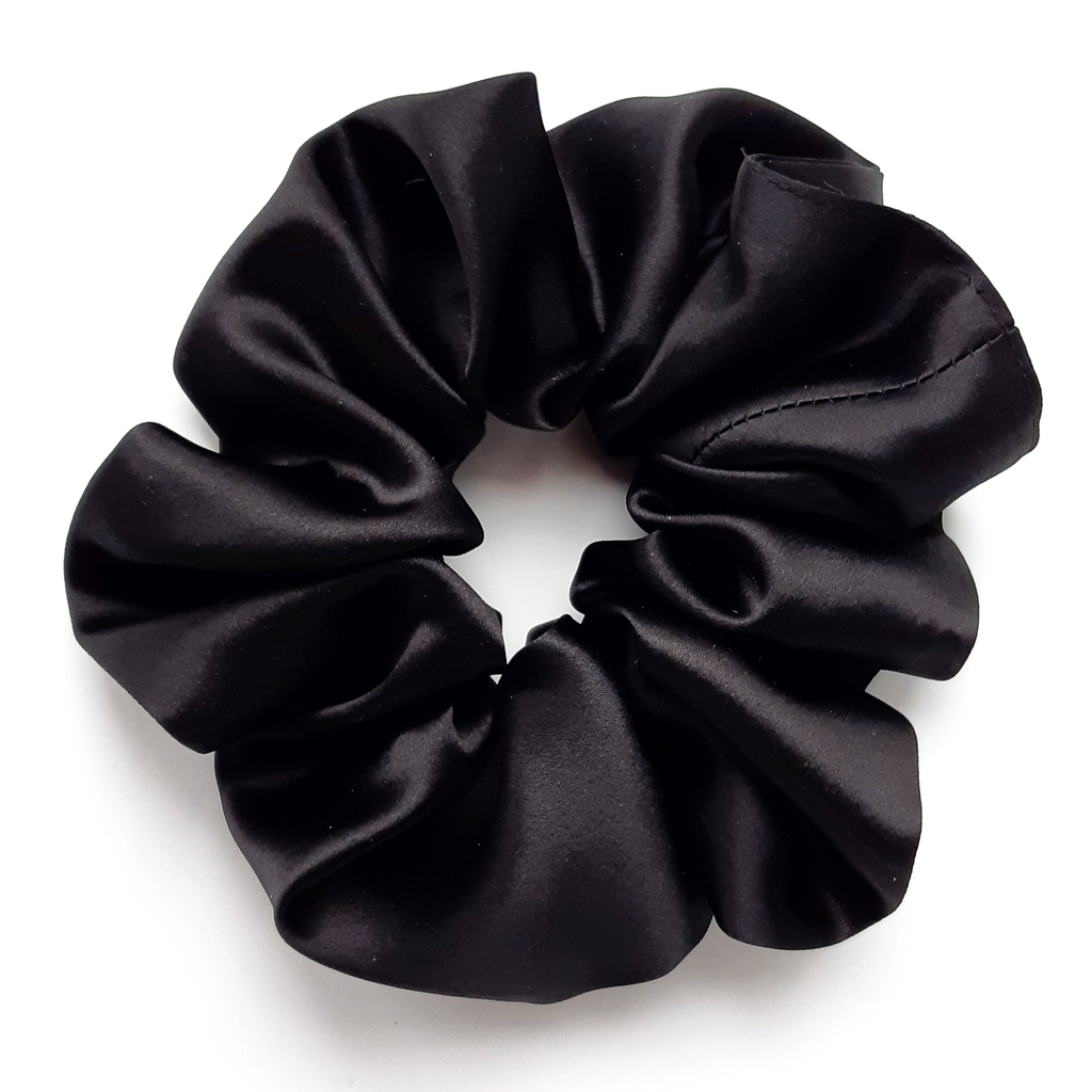 black silk large scrunchies hair ties hair accessories