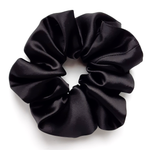 Load image into Gallery viewer, black silk large scrunchies hair ties hair accessories
