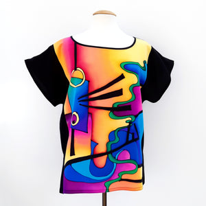 painted silk top for women