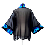 Load image into Gallery viewer, silk clothing sheer black kimono one size handmade by Lynne Kiel
