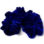 Load image into Gallery viewer, blue velvet scrunchies  hair accessory for hair , yoga, sleeping
