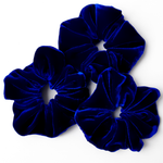 Load image into Gallery viewer, blue silk velvet scrunchies hair accessory for yoga
