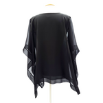 Load image into Gallery viewer, black silk poncho to back handmade in Canada by Lynne Kiel
