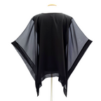 black silk poncho top for women hand painted made by Lynne Kiel