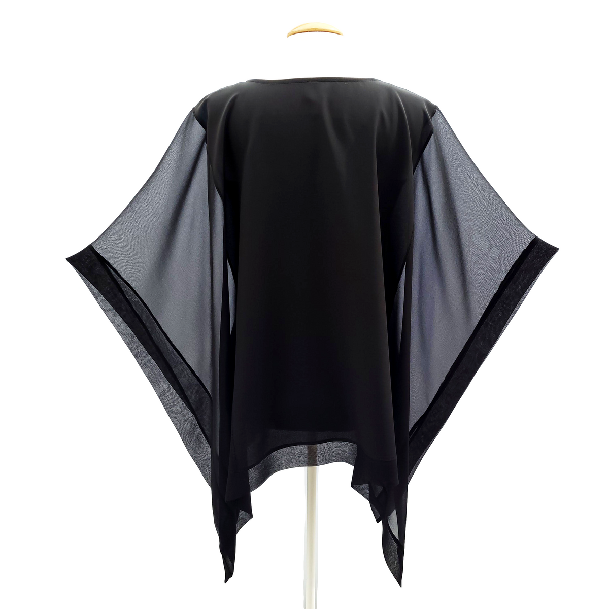 black silk poncho top for women hand painted made by Lynne Kiel