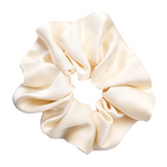 Load image into Gallery viewer, Large size pure silk hair scrunchie ponytail holder hair accessory creamy ivory color handmade by Lynne Kiel

