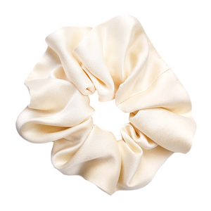 Large size pure silk hair scrunchie ponytail holder hair accessory creamy ivory color handmade by Lynne Kiel