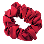 Load image into Gallery viewer, Medium size silk scrunchie pony tail holder  crimson red handmade by Lynne Kiel
