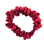 Load image into Gallery viewer, skinny scrunchie hair tie crimson red pure silk handmade in Canada by Lynne Kiel
