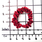 pure silk skinny scrunchie ponytail holder hair accessory crimson red handmade by Lynne Kiel