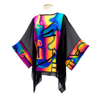 hand painted silk clothing for women one size caftan top handmade by Lynne Kiel