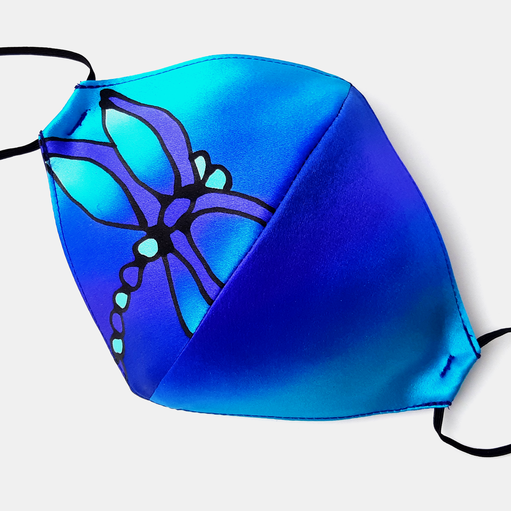 dragonfly design hand painted silk facemask