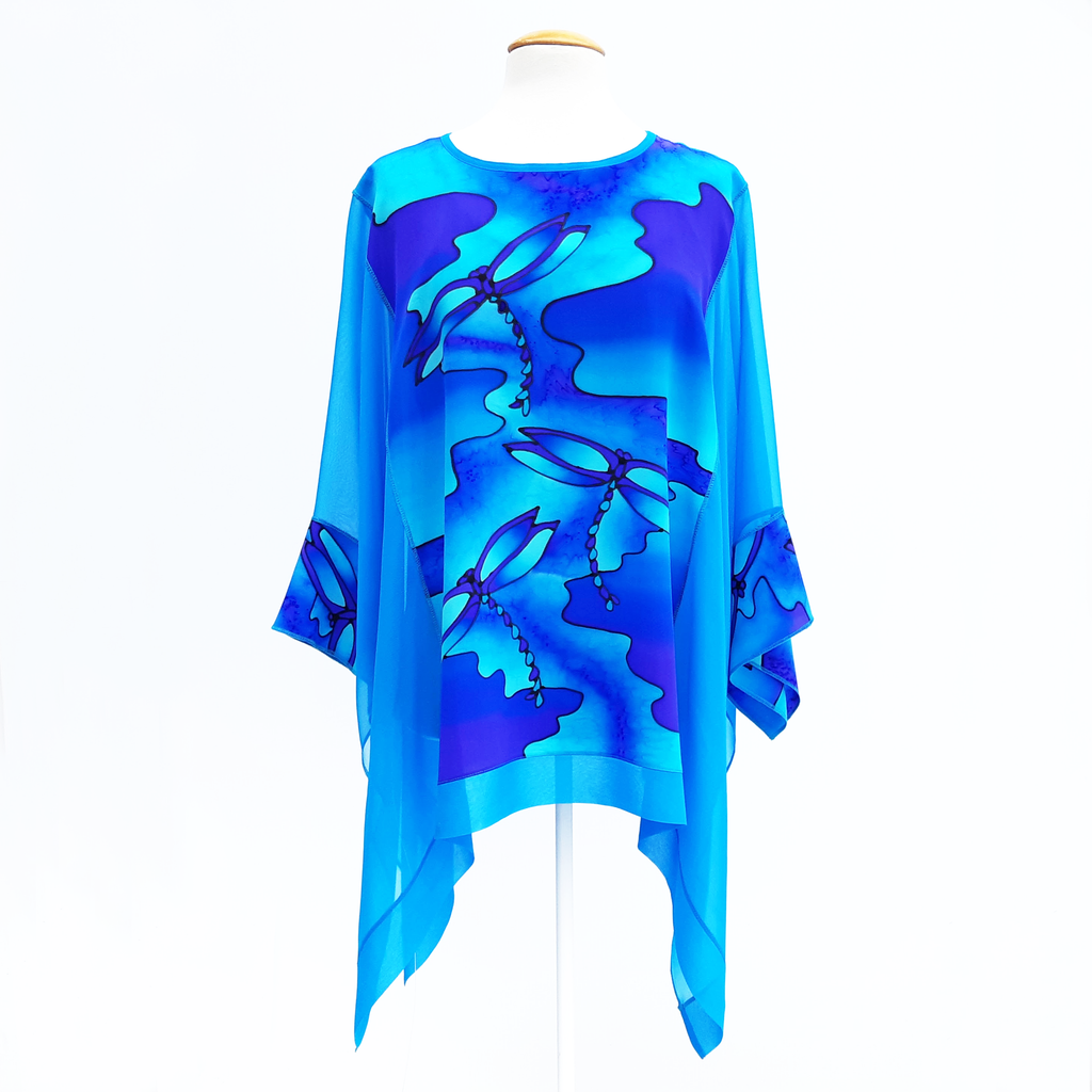 caftan tope hand painted pure silk one size for cruise and wedding wear made in Canada