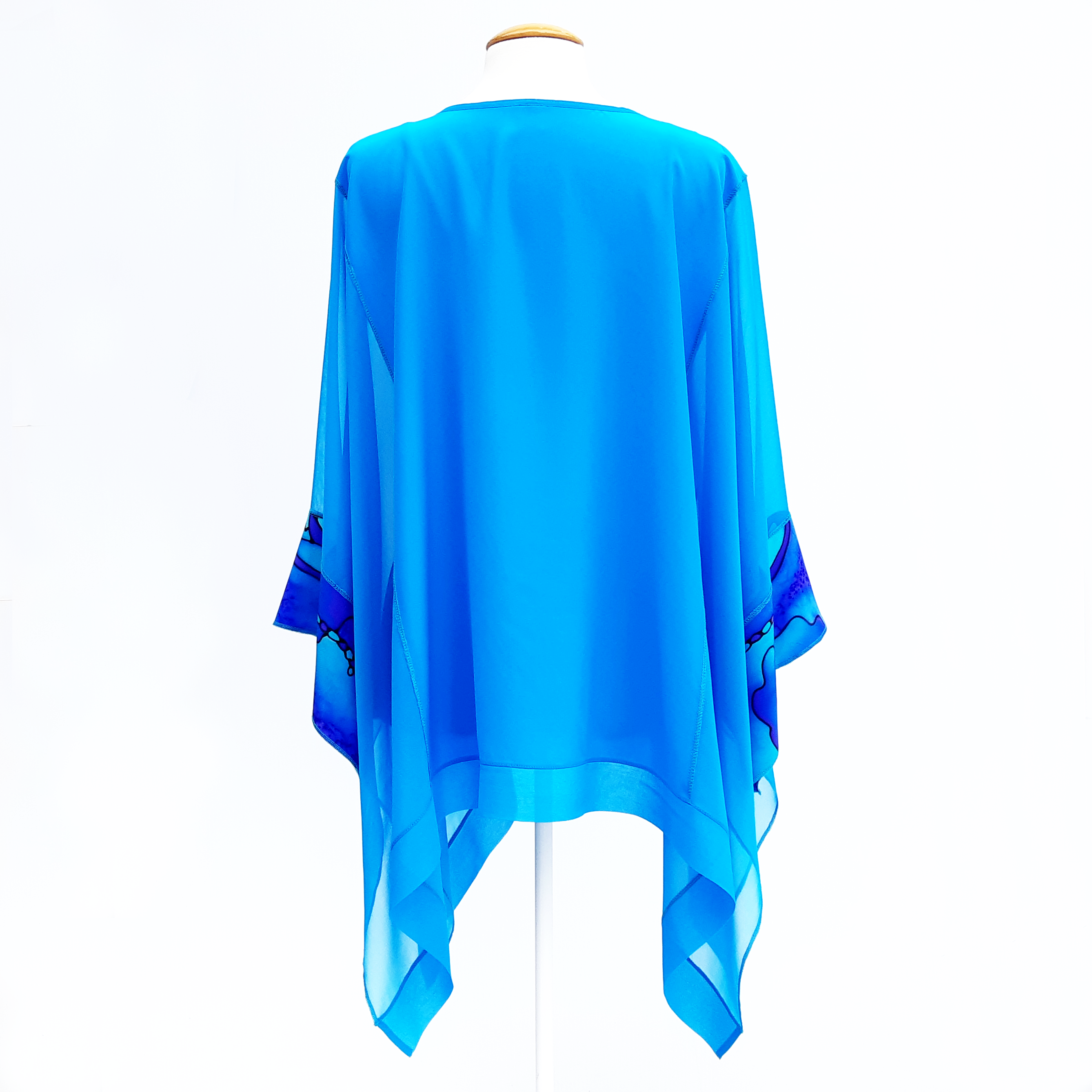 turquoise blue pure silk one size top for women handmade by Lynne Kiel