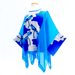 Load image into Gallery viewer, Plus size caftan top blue silk for weddings and cruise wear made in Canada
