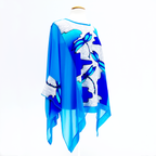one size dragonfly caftan top hand painted blue silk made by Lynne Kiel