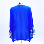 Painted Silk DRAGONFLIES Kimono in Sheer Blue silk & Blue Purple Grey