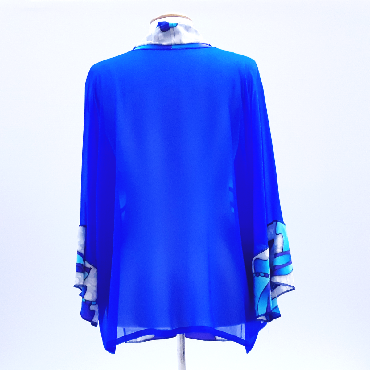 Painted Silk DRAGONFLIES Kimono in Sheer Blue silk & Blue Purple Grey