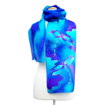 Load image into Gallery viewer, Dragonfly silk scarf hand painted blue purple color handmade by Lynne Kiel
