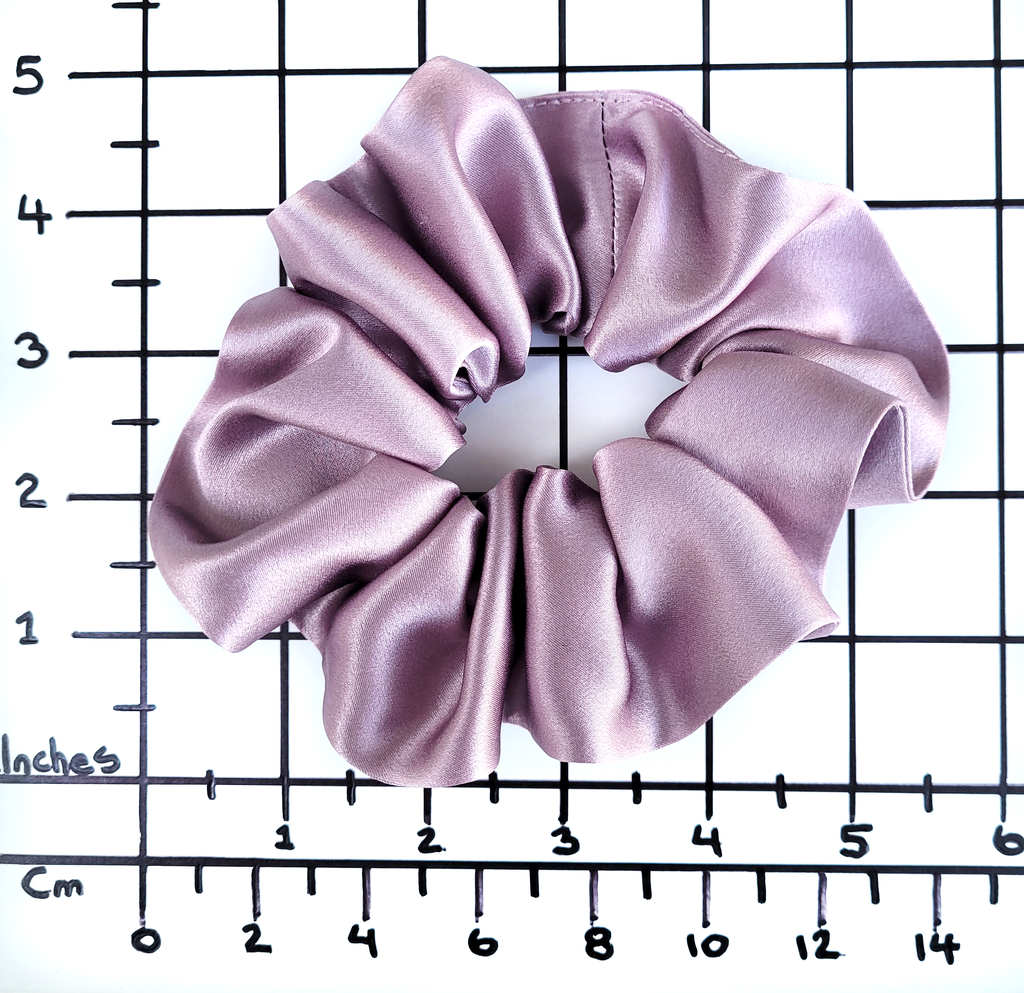 pure silk scrunchie hair ties dusty pink ponytail holder handmade in Canada by Lynne Kiel