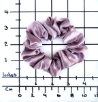 pale pink mauve silk satin scrunchie ponytail holder small size handmade by Lynne Kiel