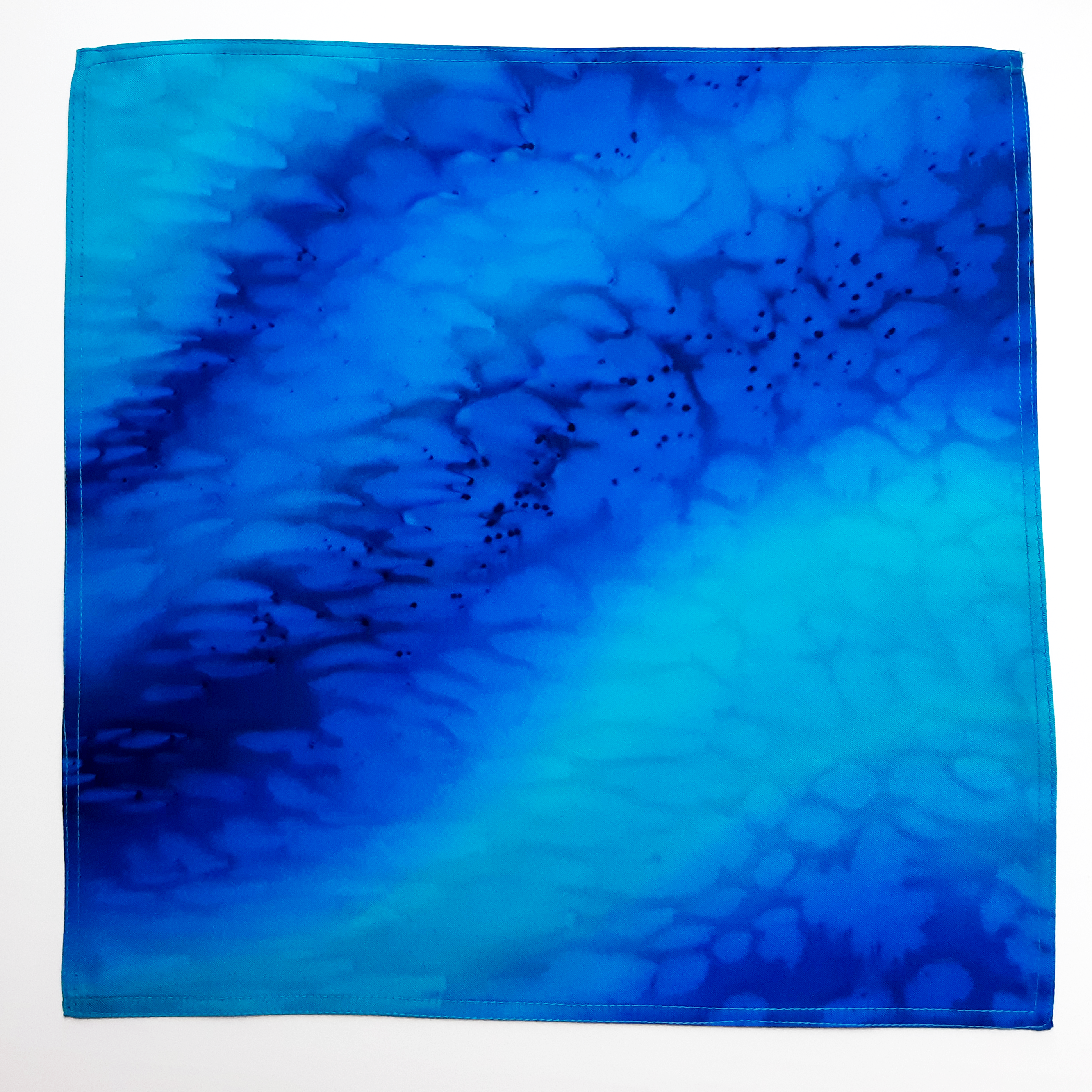 Blue Navy painted silk pocket square men's fashion accessory made by Lynne Kiel