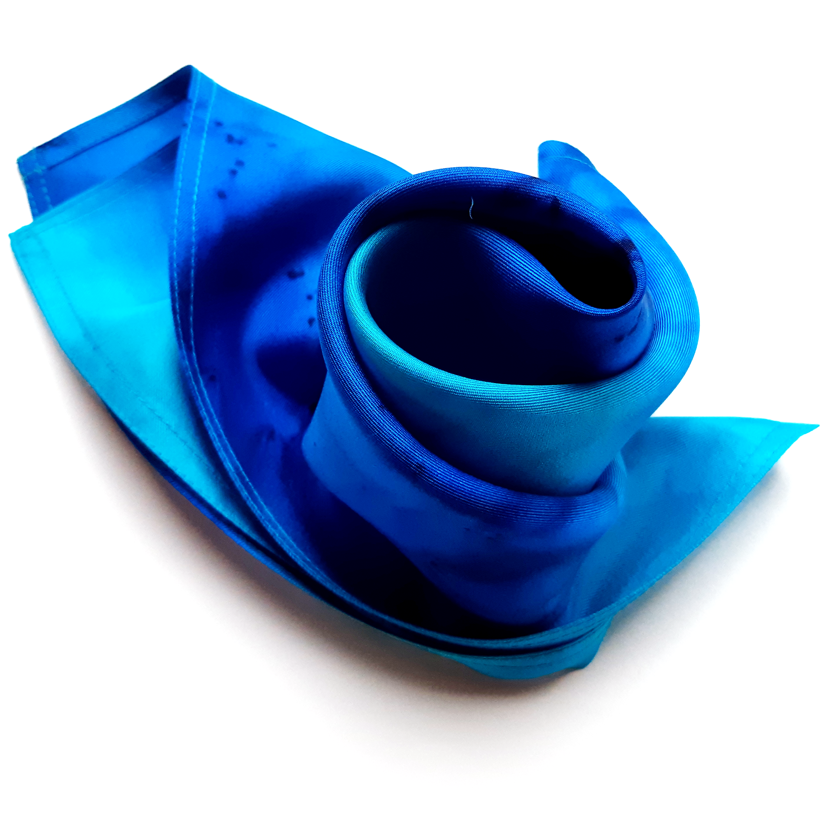 Men's fashion blue silk pocket square hand dyed made in Canada by Lynne Kiel