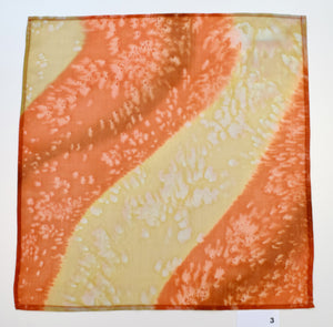 painted silk pocket square burnt  orange beige colors Men's fashion accessory handmade by  Lynne Kiel