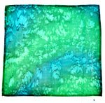 Load image into Gallery viewer, men&#39;s fashion pocket square emerald green and lime green hand painted silk by Lynne Kiel
