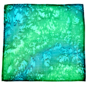 lime green emerald green hand dyed pure silk pocket square for men's fashion made by Lynne Kiel