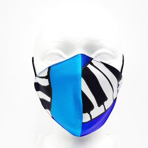 BOOGIE WOOGIE BLUE PIANO Facemask Hand Painted Silk Fitted Washable