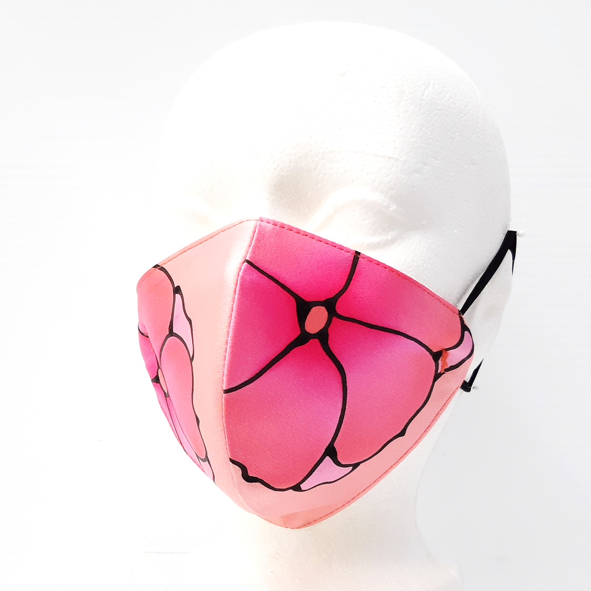 hand painted pink flower facemask
