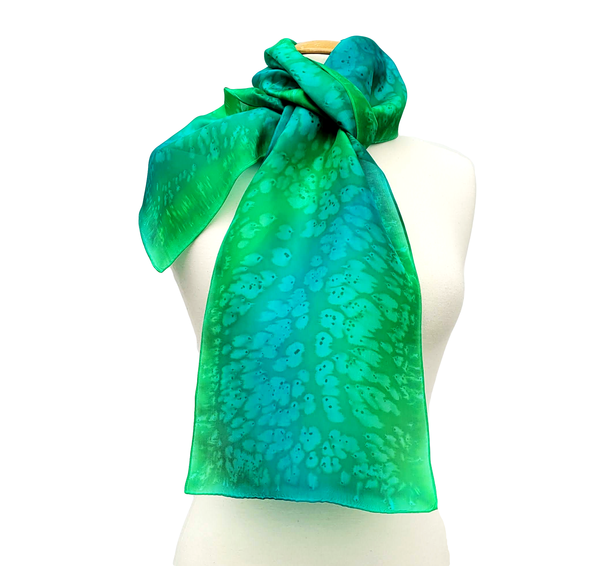silk clothing for women hand painted silk scarf lime and emerald green colors handmade by Lynne Kiel