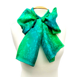 Load image into Gallery viewer, emerald green hand painted silk scarf for women hand made in Canada by Lynne Kiel
