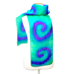 Load image into Gallery viewer, Green and Purple tie dye long silk scarf hand painted by Lynne Kiel
