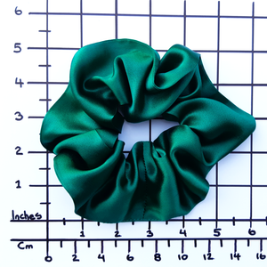 emerald green silk satin large scrunchie size for exercise and sleeping made by Lynne Kiel