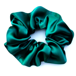 Load image into Gallery viewer, green large silk  scrunchie hair tie elastic tie for ponytail and wrist wear made in Canada
