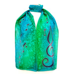 Load image into Gallery viewer, painted silk ladies scarf green
