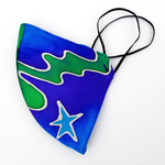 Load image into Gallery viewer, SHOOTING STAR BLUE SPACE ODDITY Facemask Hand Painted Silk Washable
