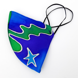 SHOOTING STAR BLUE SPACE ODDITY Facemask Hand Painted Silk Washable
