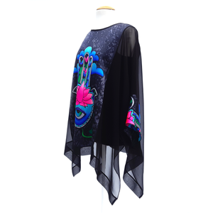 plus size black silk caftan top for women handmade by Lynne Kiel