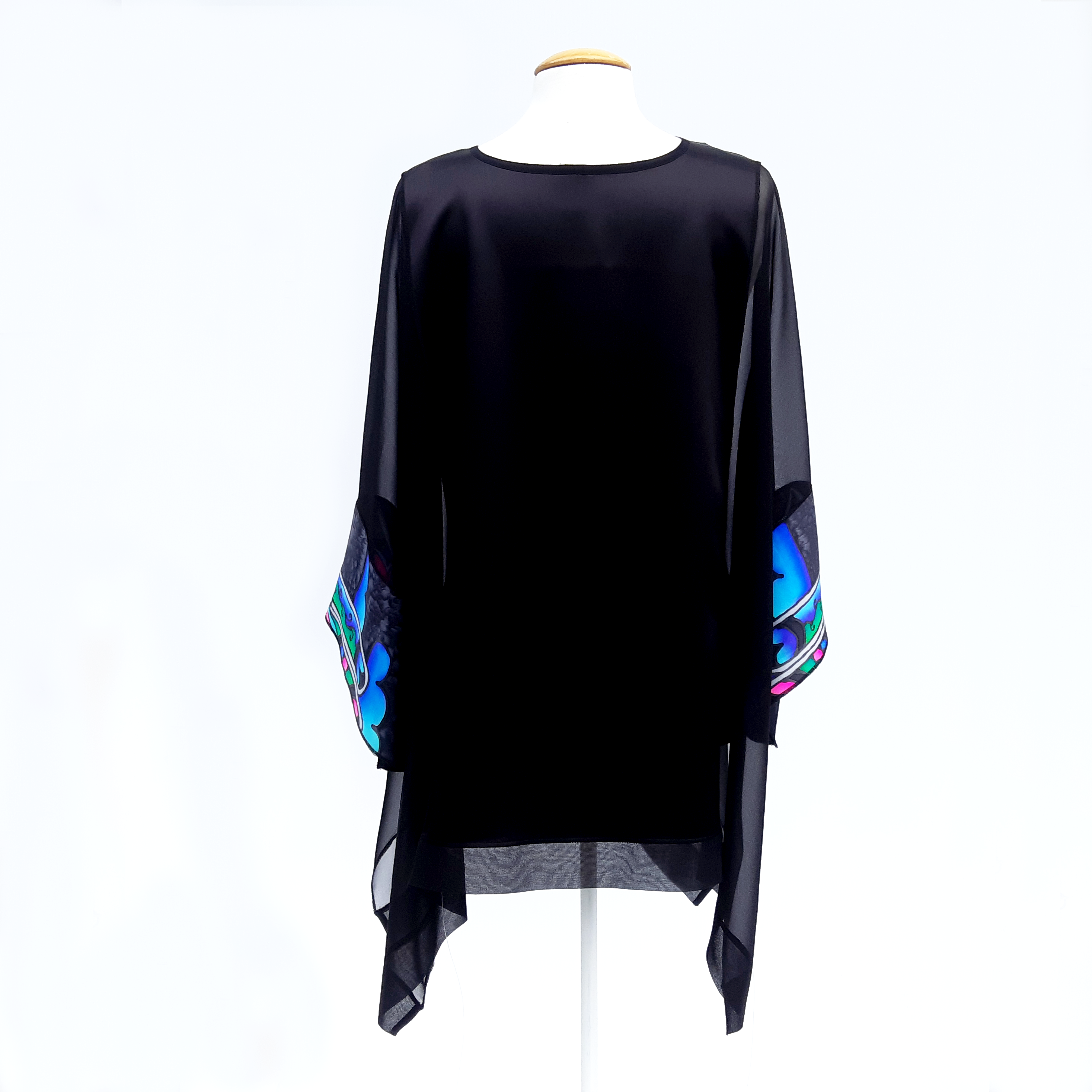 black silk long top for women handmade by Lynne Kiel