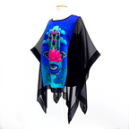 painted silk long top black silk one size handmade by Lynne Kiel